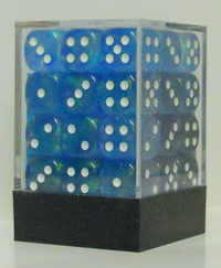 [SA05] Chessex - Set 36 Dadi 12 mm Borealis Sky Blue w/white