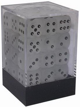 [SA20] Chessex - Set 36 Dadi 12 mm Frosted Clear w/black