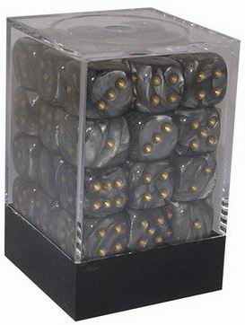 [SA52] Chessex - Set 36 Dadi 12 mm Lustrous Black w/gold