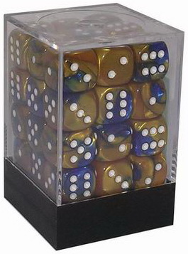 [GE01] Chessex - Set 36 Dadi 12 mm Gemini Blue-Gold/white