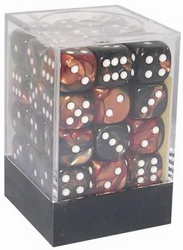 Set 36 Dadi 12 mm [OUT] - Gemini Black-Copper/white