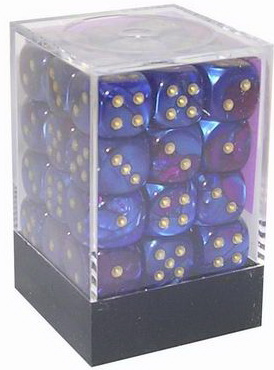 [GE06] Chessex - Set 36 Dadi 12 mm Gemini Blue-Purple/gold