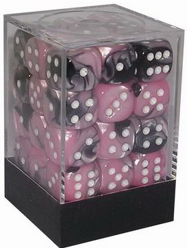 [GE08] Chessex - Set 36 Dadi 12 mm Gemini Black-Pink/white