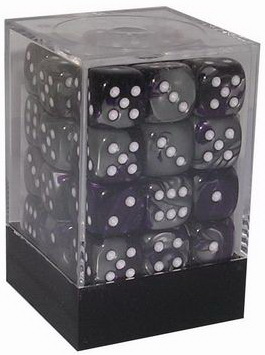 [GE10] Chessex - Set 36 Dadi 12 mm Gemini Purple-Steel/white