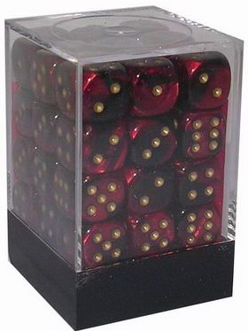 [GE11] Chessex - Set 36 Dadi 12 mm Gemini Black-Red/gold