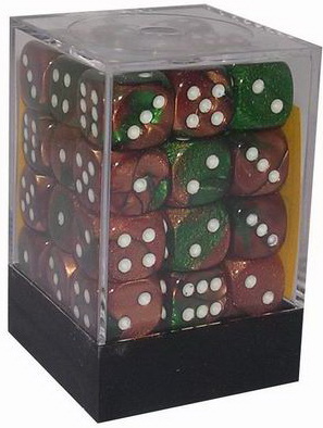 Set 36 Dadi 12 mm [OUT] - Gemini Copper-Green/white