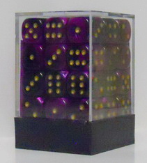 [GE16] Chessex - Set 36 Dadi 12 mm Gemini Black-Purple/gold