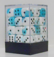 [GE17] Chessex - Set 36 Dadi 12 mm Gemini Teal-White/black
