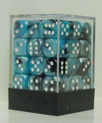[GE19] Chessex - Set 36 Dadi 12 mm Gemini Black-Sheel/white