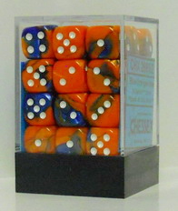 [GE23] Chessex - Set 36 Dadi 12 mm Gemini Blue-Orange/white
