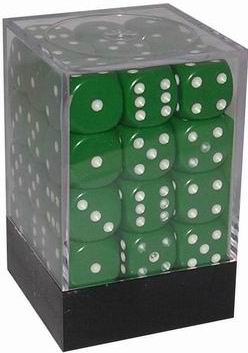 [OP07] Chessex - Set 36 Dadi 12 mm Opaque Green/White