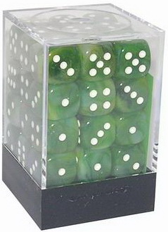 [SA56] Chessex - Set 36 Dadi 12 mm Phantom Green w/white