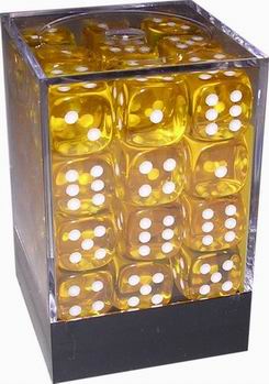 [TR02] Chessex - Set 36 Dadi 12 mm Translucent Yellow/White