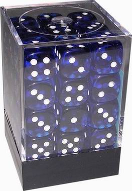 [TR07] Chessex - Set 36 Dadi 12 mm Translucent Blue/White