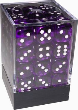 [TR08] Chessex - Set 36 Dadi 12 mm Translucent Purlple/White