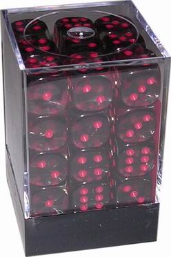 [TR10] Chessex - Set 36 Dadi 12 mm Translucent Smoke/Red
