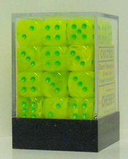 [SA33] Chessex - Set 36 Dadi 12 mm Vortex Electric Yellow w/green