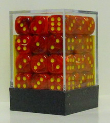 [SA43] Chessex - Set 36 Dadi 12 mm Vortex Red w/yellow