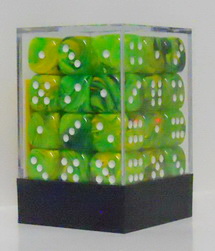 [SA44] Chessex - Set 36 Dadi 12 mm Vortex Dandelion w/white