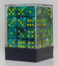 Set 36 Dadi 12 mm [OUT] - Vortex Malachite Green w/yello