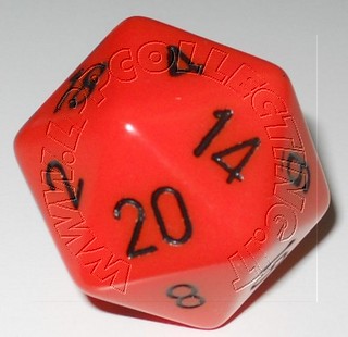 Dado D20 34 mm - Opaco Arancio/Numeri Neri