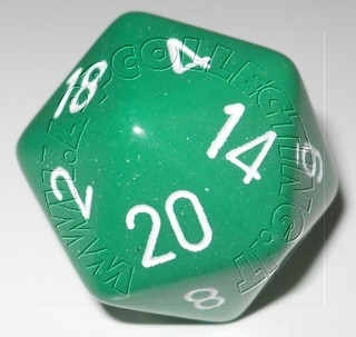 Dado D20 34 mm - Opaco Verde/Numeri Bianchi