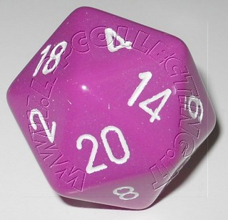 Dado D20 34 mm - Opaco Porpora/Numeri Bianchi