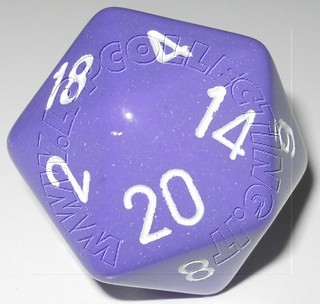 Dado D20 34 mm - Opaco Viola/Numeri Bianchi