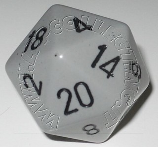Dado D20 34 mm - Opaco Grigio/Numeri Neri