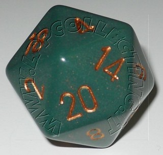 Dado D20 34 mm - Opaco Dusty Green/Numeri Gold