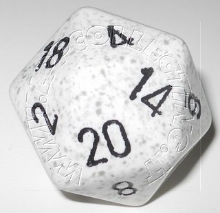 Dado D20 34 mm - Artic Camo/Numeri Neri