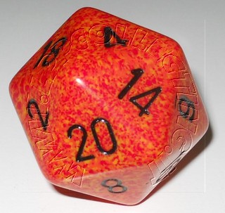 Dado D20 34 mm - Fire/Numeri Neri