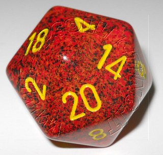 Dado D20 34 mm - Mercury/Numeri Gialli