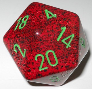 Dado D20 34 mm - Strawberry/Numeri Verdi