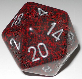 Dado D20 34 mm - Silver Volcano/Numeri Silver
