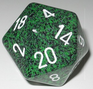 Dado D20 34 mm - Sea/Numeri Bianchi