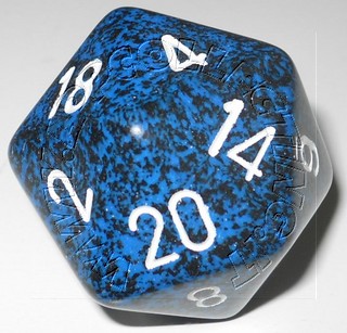 Dado D20 34 mm - Stealth/Numeri Bianchi