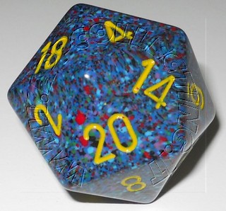 Dado D20 34 mm - Twilight/Numeri Gialli