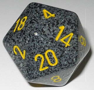 Dado D20 34 mm - Urban Camo/Numeri Gialli