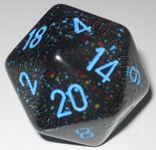 Dado D20 34 mm - Blue Stars/Numeri Azzurri