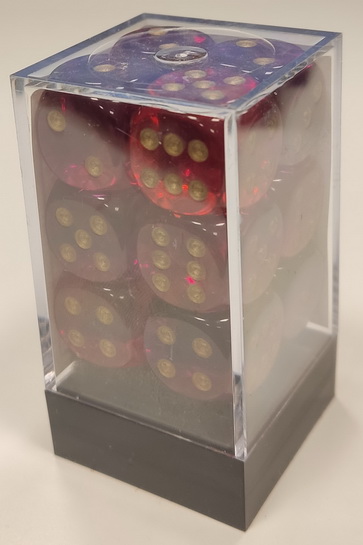 [GE34] Chessex - Set 12 Dadi 16mm Translucent Gemini Red-Violet/Gold