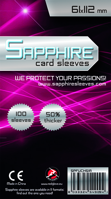 Sapphire - Confezione 100 Board Game Sleeves Fuchsia 61x112 cm