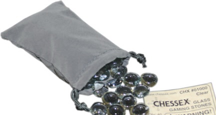 Chessex - Confezione 40 Pietrine Trasparenti + sacchetto