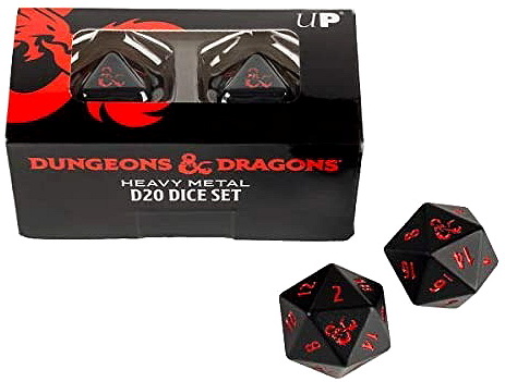Dungeons & Dragons - Heavy Metal Black and Red D20 Dice Set