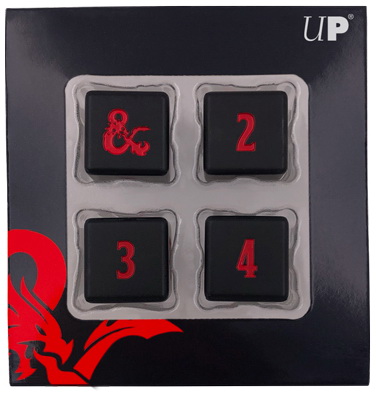 Dungeons & Dragons - Heavy Metal Black and Red D6 4x Dice Set