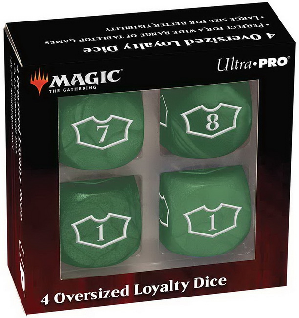 MtG Dice - Set 4 Oversized Loyalty Dice Mana Green