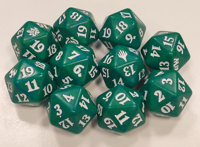 MtG Dice - 10x Dado Life Counter Green (logo serie casuale)