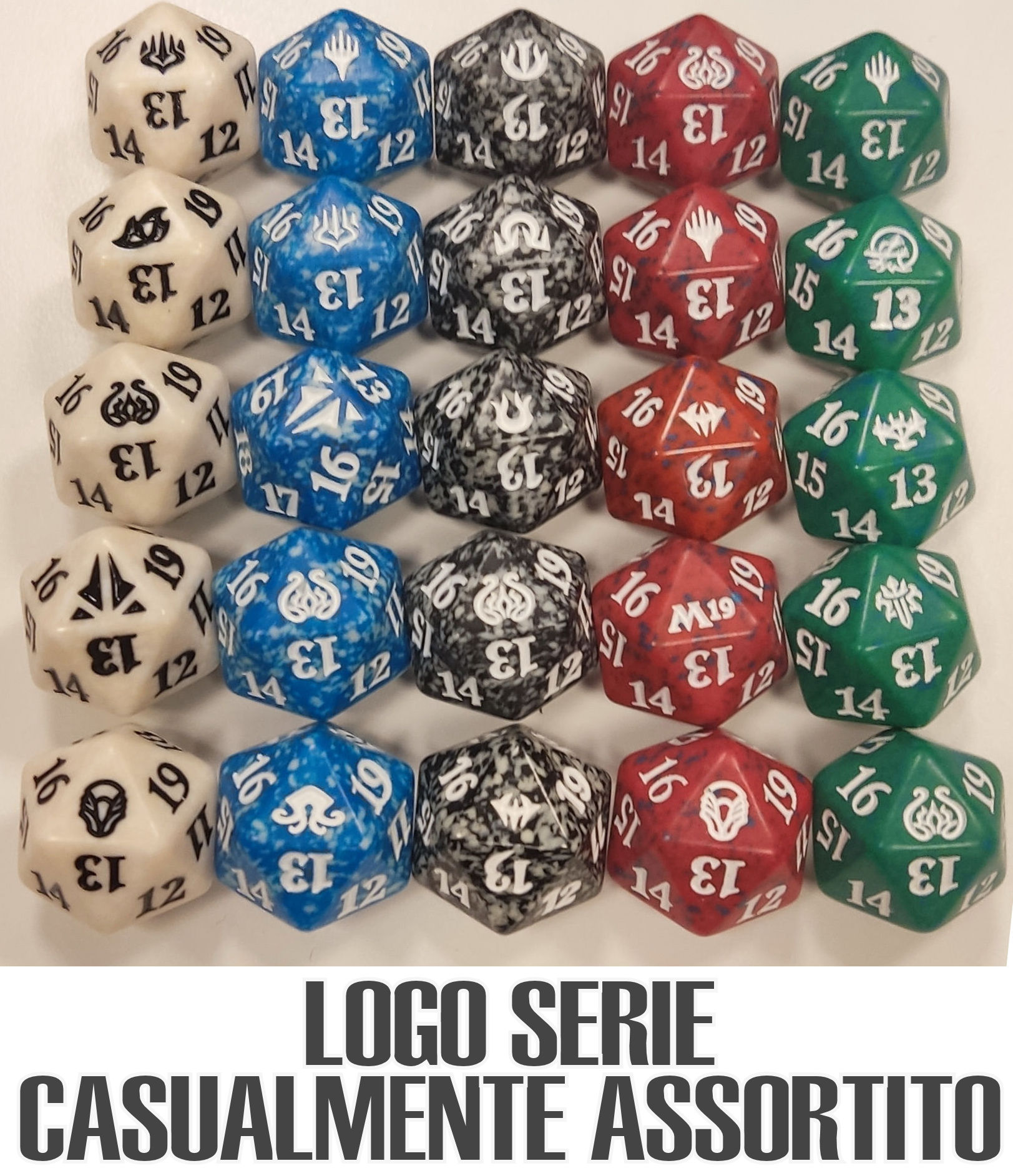MtG Dice - 25x Dado Life Counter 5 per colore (logo serie casuale)